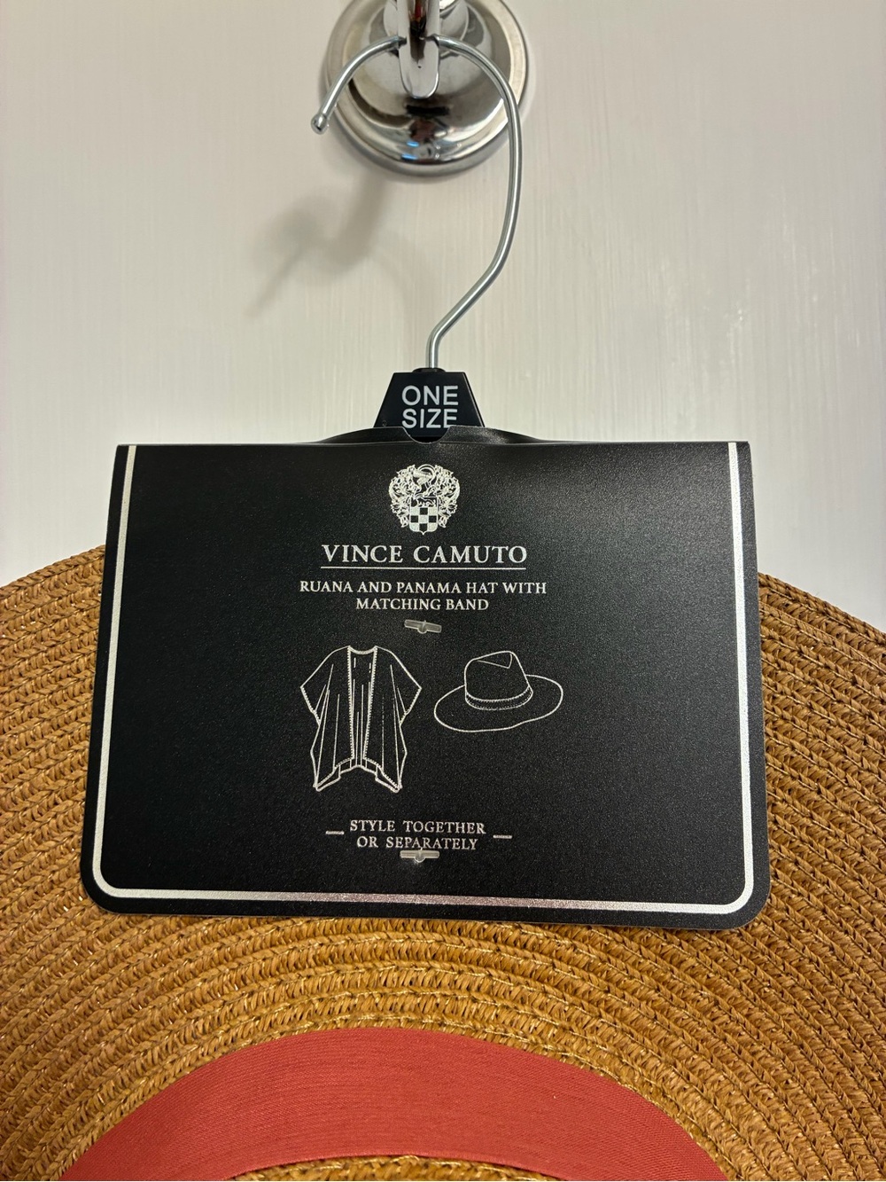Vince Camuto Straw Sun Hat and Peach Floral Kimono Set. New With Tags. - Picture 2 of 6